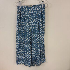 Fatface White & Blue Geometric Print Cropped Capri Wide Leg Palazzo Pants